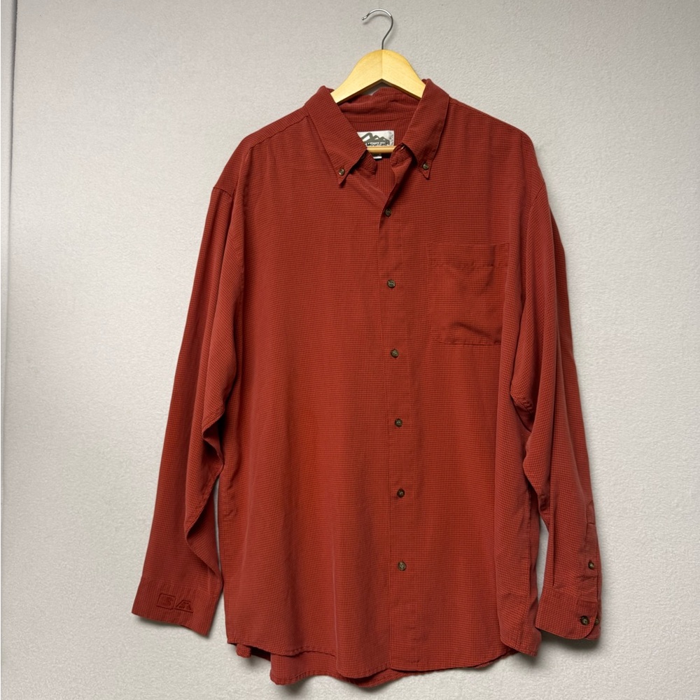 Tri-Mountain‎ Button Down Shirt – Men’s XL – Rust Orange Micro Check